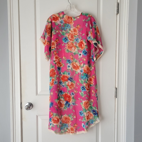 Floral Lace Pink Kimono Duster - Picture 3 of 5